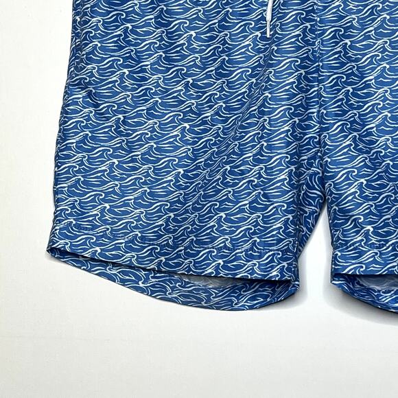 Con.Struct Tidal Wave Print Swim Shorts Blue White Mens Large Beach Pool Lake - Picture 3 of 9